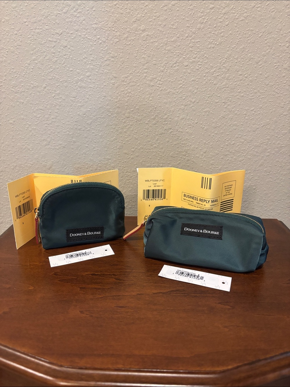Dooney & Bourke Leaf Green Cosmetic Pouch (Set of 2)